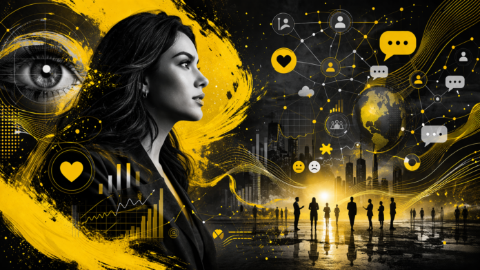 Conexiones digitales y siluetas urbanas
